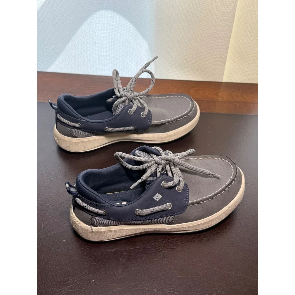 Sperry Top-Sider Kids Grey Navy Boat Shoes Loafers STK265251 Size 13M